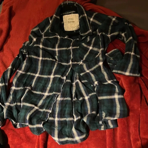 Bluenotes boyfriend fit long sleeve plaid long sleeve  shirt Sz M - Picture 9 of 10